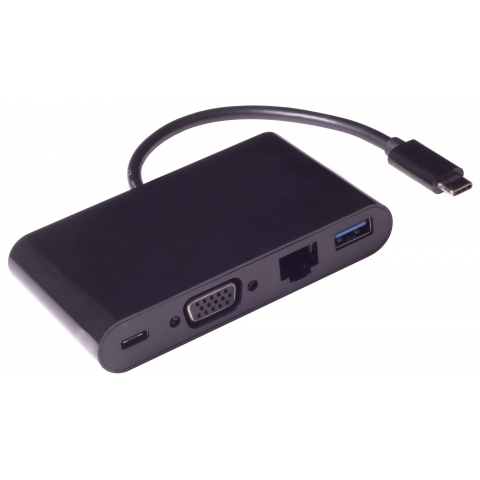 USB 3.1 Type C to VGA + Gigabit Ethernet + USB3.0+Type-C Charging Adapter