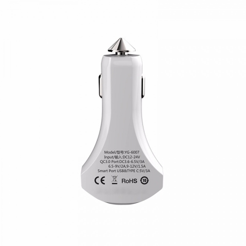 3 Ports USB 3 in 1 Type C QC3.0 and 1USB 3A car charger