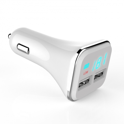 Universal Dual Ports Intelligent LED Screen Display Portable Electric Quick USB Car Charger