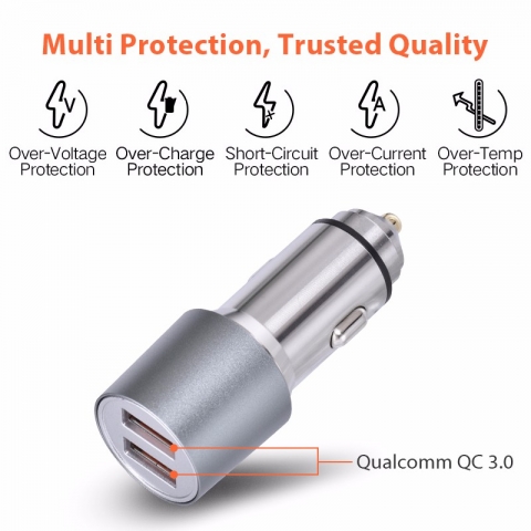 Metal dual usb fast qc3.0 QC 3.0 car charger