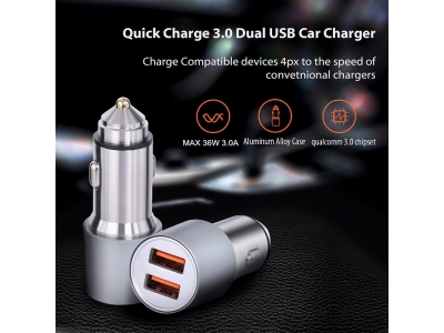 Metal dual usb fast qc3.0 QC 3.0 car charger