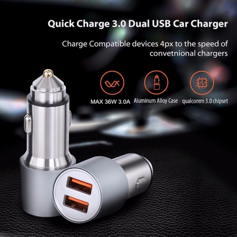 Metal dual usb fast qc3.0 QC 3.0 car charger