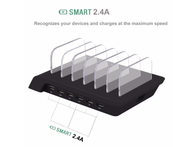 US Patent Universal Multi Function 6 Port USB Wall Charging Station For Tablet Smartphone