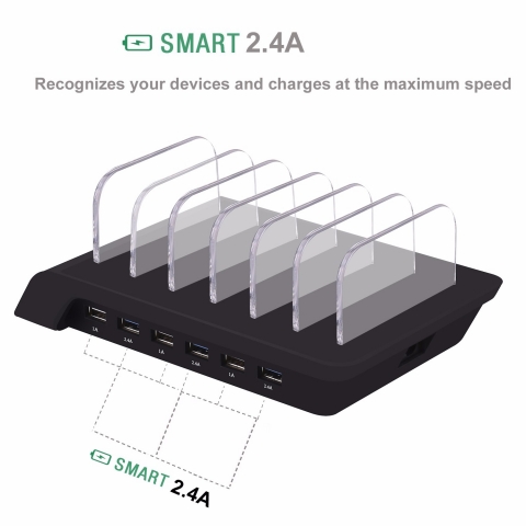 US Patent Universal Multi Function 6 Port USB Wall Charging Station For Tablet Smartphone