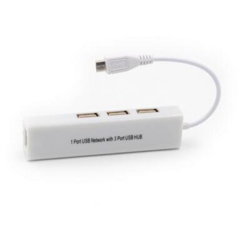 Micro USB To Network LAN Ethernet Adapter With 3 Port USB 2.0 HUB Adapter