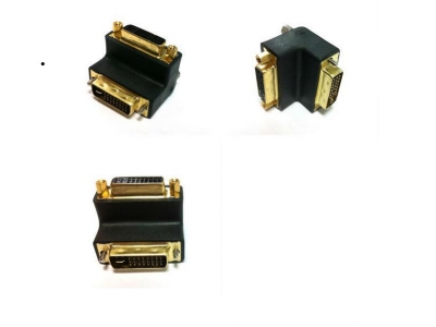 90 degree right angled DVI 24+5 Male to DVI 24+5 Female Converter Adapter