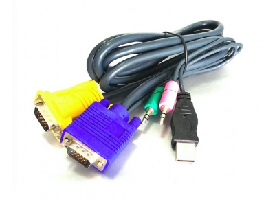 VGA to VGA+USB AM+Audio Stereo (3-in-1) for KVM cable