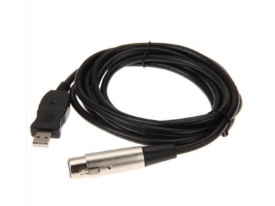 USB Microphone cable XLR Female to USB Male 3m 9ft Black cable