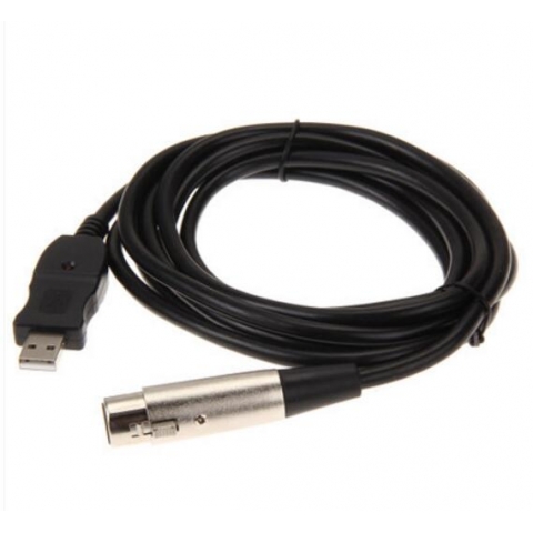 USB Microphone cable XLR Female to USB Male 3m 9ft Black cable