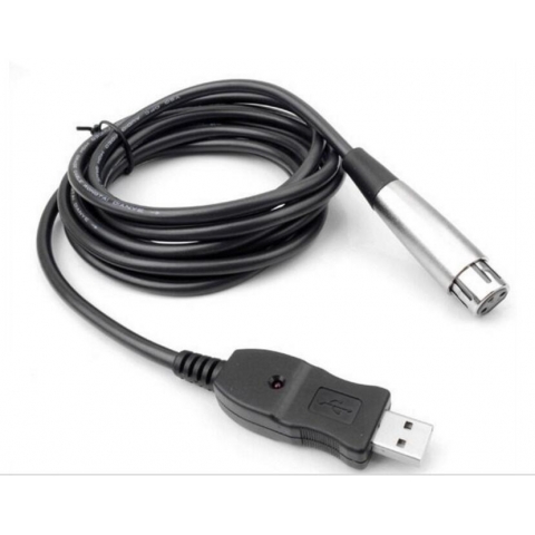 USB Microphone cable XLR Female to USB Male 3m 9ft Black cable