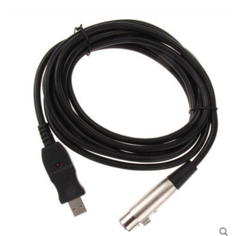 USB Microphone cable XLR Female to USB Male 3m 9ft Black cable