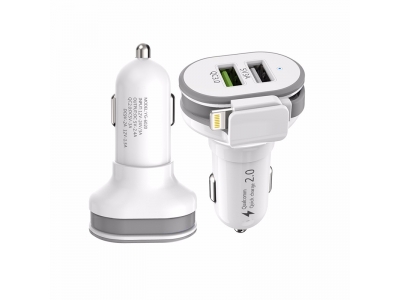 Manufacturer Aluminum Alloy 2 usb Port car charger with cable