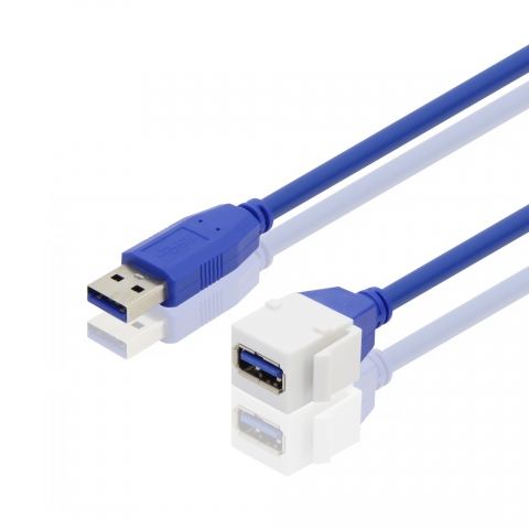 USB 3.0 Keystone Panel Mount Coupler Extension Cable USB adapter