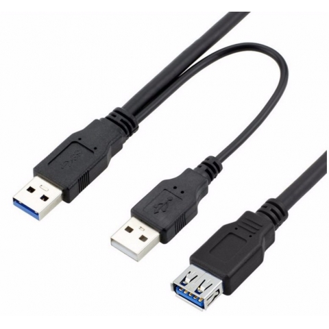 High Speed 2 in 1 cable of 1 USB female to 2 USB 3.0 male extension Cable