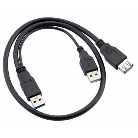 High Speed 2 in 1 cable of 1 USB female to 2 USB 3.0 male extension Cable