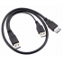 High Speed 2 in 1 cable of 1 USB female to 2 USB 3.0 male extension Cable