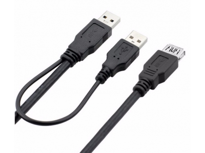 High Speed 2 in 1 cable of 1 USB female to 2 USB 3.0 male extension Cable