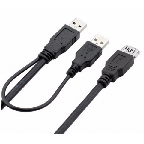 High Speed 2 in 1 cable of 1 USB female to 2 USB 3.0 male extension Cable