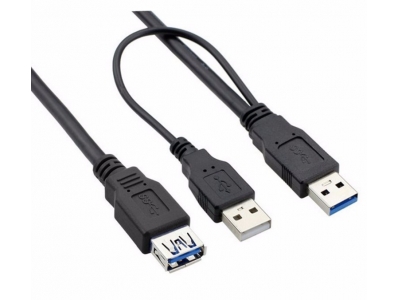 High Speed 2 in 1 cable of 1 USB female to 2 USB 3.0 male extension Cable