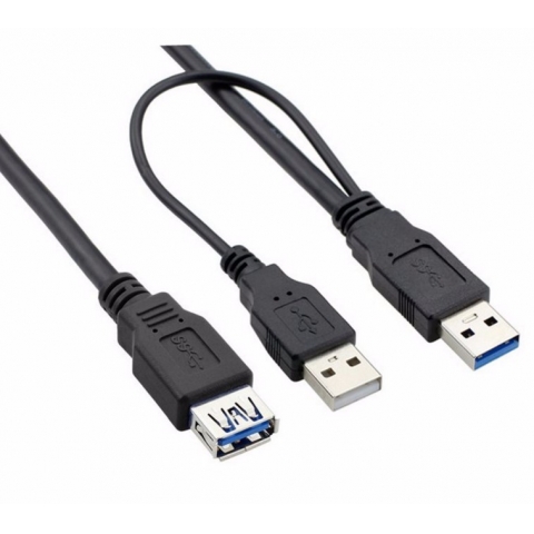 High Speed 2 in 1 cable of 1 USB female to 2 USB 3.0 male extension Cable