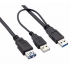 High Speed 2 in 1 cable of 1 USB female to 2 USB 3.0 male extension Cable