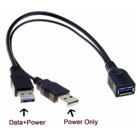 Dual Power Charge USB 3.0 y cable splitter 1 female 2 male cable adapter