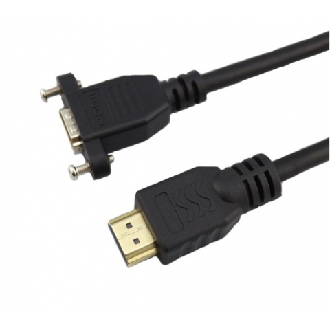 HDMI Male to Female Panel Mount Extension Cable with Screw Nuts  Gold Plated Support 3D 4K 1080P cable