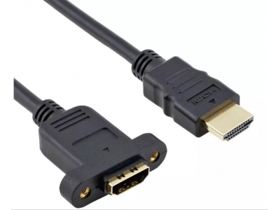 HDMI Male to Female Panel Mount Extension Cable with Screw Nuts  Gold Plated Support 3D 4K 1080P cable