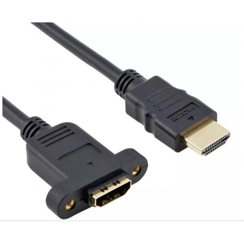 HDMI Male to Female Panel Mount Extension Cable with Screw Nuts  Gold Plated Support 3D 4K 1080P cable