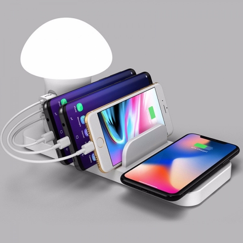 Multiple function USB Charger 3 USB PORTS Quick charge 3.0 Wireless charger / Night lamp