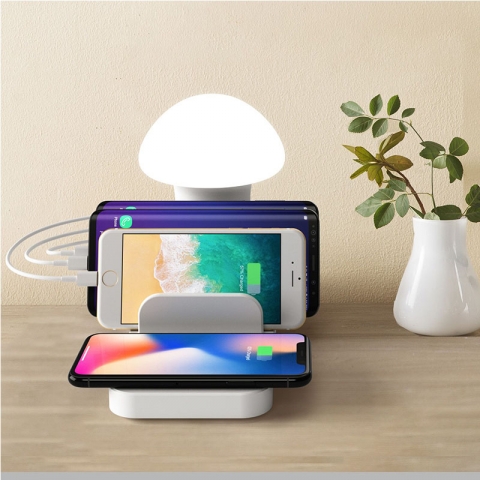 Multiple function USB Charger 3 USB PORTS Quick charge 3.0 Wireless charger / Night lamp