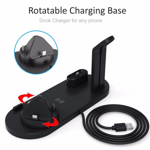 3in1 charging station with wireless pad charging stand for apple watch and airpods