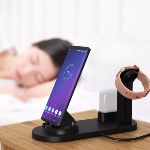 3in1 charging station with wireless pad charging stand for apple watch and airpods