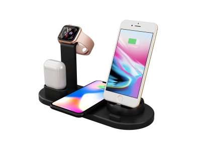 3in1 charging station with wireless pad charging stand for apple watch and airpods