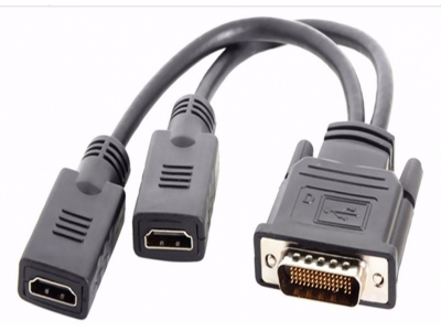 DMS-59 Male to 2 x HDMI Female Adapter