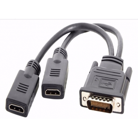 DMS-59 Male to 2 x HDMI Female Adapter