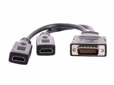 DMS-59 Male to 2 x HDMI Female Adapter