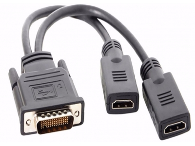 DMS-59 Male to 2 x HDMI Female Adapter