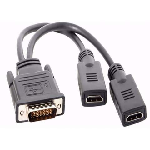 DMS-59 Male to 2 x HDMI Female Adapter