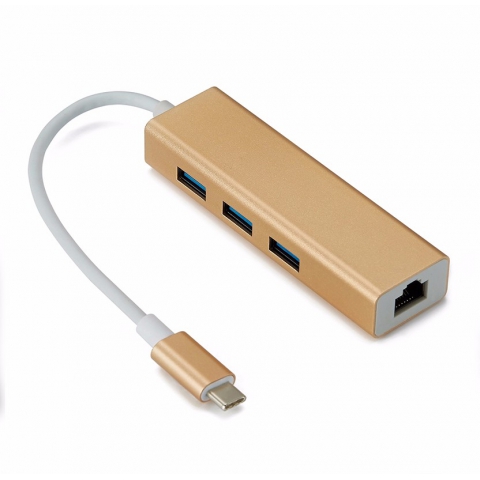 USB 3.1 Type C USB-C 3 Ports Hub with Gigabit Ethernet Network LAN Adapter Multiple for laptop