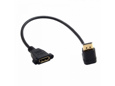 DisplayPort Male to Female Panel Mount Right Angle 90 Degree DP Extension Cable