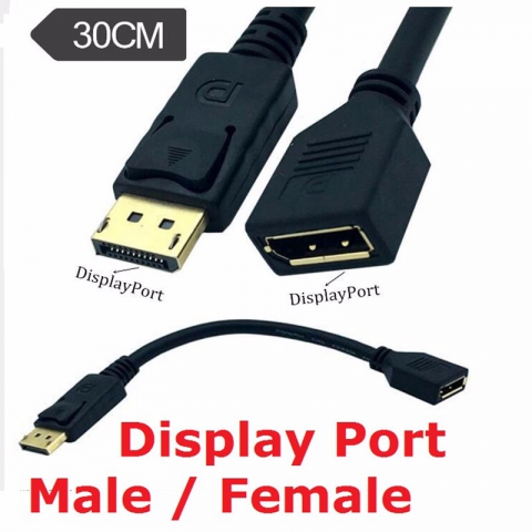 DisplayPort Male to Female DP Panel Mount extension cable with screw nut locking support 4K resolution cable