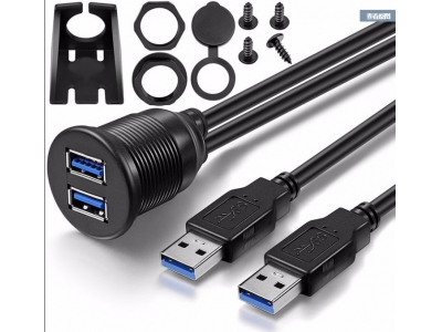 USB3.0 to USB3.0 male to female waterproof panel extension cable for Car Boat