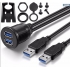 USB3.0 to USB3.0 male to female waterproof panel extension cable for Car Boat