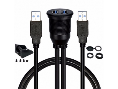 USB3.0 to USB3.0 male to female waterproof panel extension cable for Car Boat