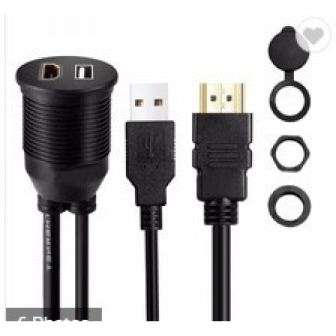 HDMI & USB Extension Cable USB+HDMI Cable for Car Audio Bike Boat Motorcycle Lead Dashboard Cable
