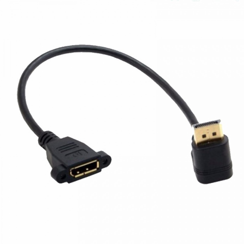 DisplayPort Male to Female Panel Mount Right Angle 90 Degree DP Extension Cable