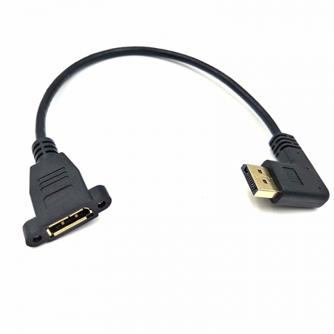 DisplayPort Male to Female DP Panel Mount extension cable with screw nut locking support 4K resolution cable