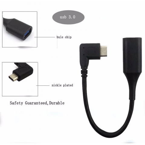 90 Degree angle USB3.1 Male to USB 3.0 A Female USB Type C OTG Cable